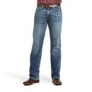 Men's Ariat M5 straight leg jean in a medium wash. Front View