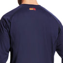 Men's Ariat FR long sleeve work shirt in Navy. Rear View