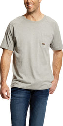 Men's Ariat Rebar short sleeve work shirt in Heather Grey. 