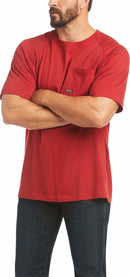 Men's Ariat Rebar short sleeve work shirt in Rio Red.