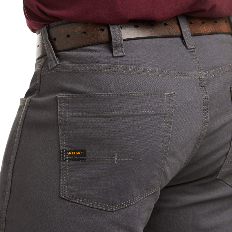 Ariat 10030250 Men's Gray Rebar M4 Low Rise DuraStretch Made Tough Stackable Rebar Straight Leg Pant
