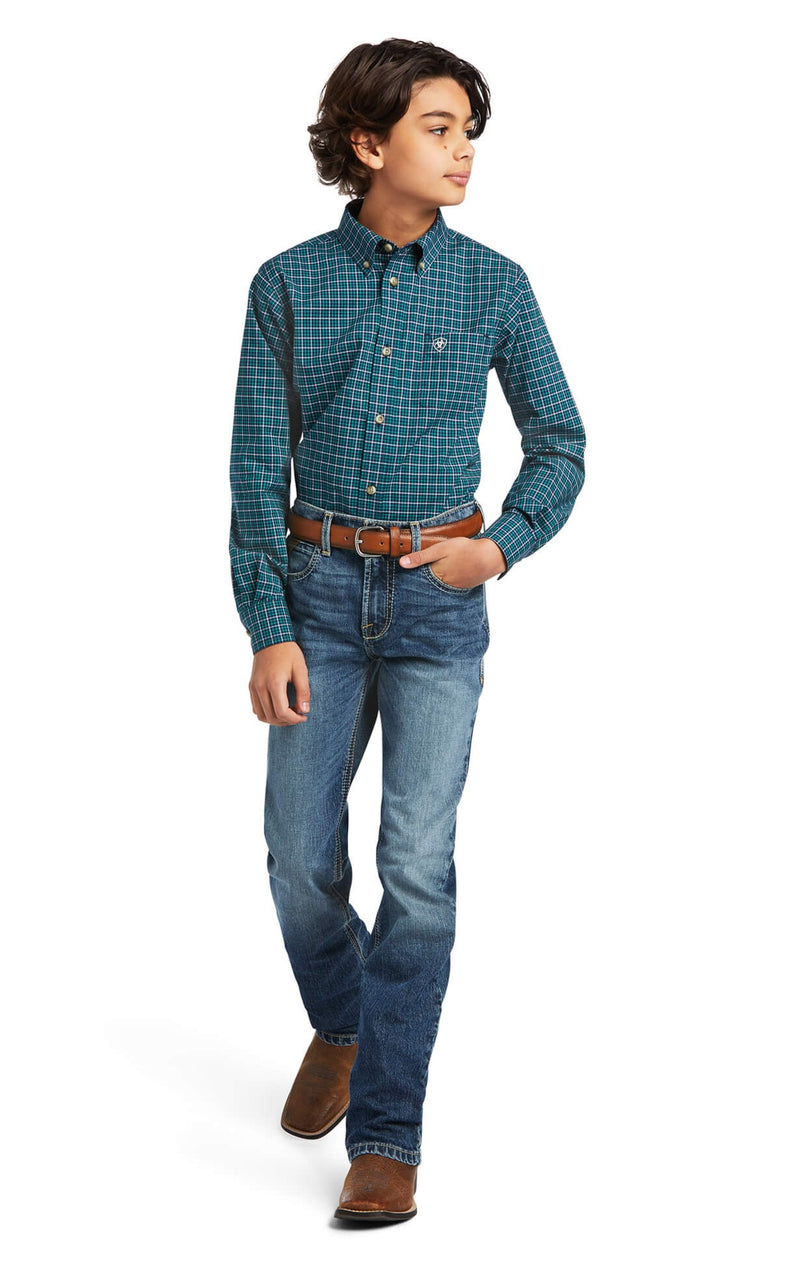 Children's 10039568 Deep Pacific Blue Pro Declan Classic Fit Long Sleeve Shirt