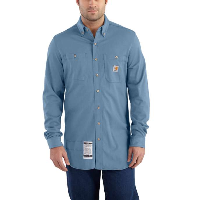 Carhartt 101698-465 Flame-Resistant Force® Medium Blue Cotton Hybrid Shirt *Closeout*