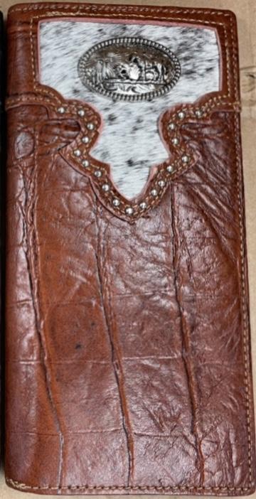 Top Notch Accessories 125BR Brown Alligator Print w/Praying Cowboy Concho Wallet