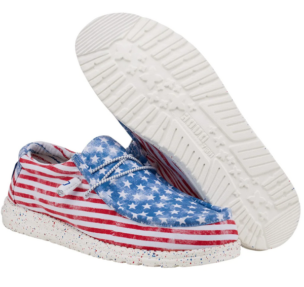Men's Hey Dude 40001-9C8 Wally Stars and Stripes Shoe (also has Women's and Youth sizes)