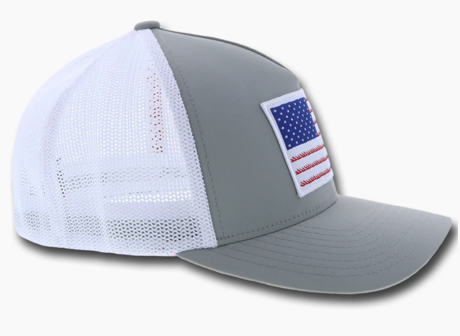Hooey 1906-GYWH "Liberty Rope" American Flag Grey and White Flex Fit Snapback Cap