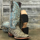 Women's Tanner Mark TML207098 Brown Hand Tooled Print Square Toe Boot