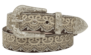 Women's Angel Ranch DA3650 1 1/2" Brown/Tan Lace w/Clear Stone Belt (Discontinued)