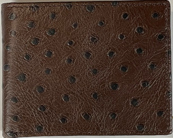 Top Notch Accessories 206-1CF Coffee Full Quill Ostrich Print Bi-Fold Wallet
