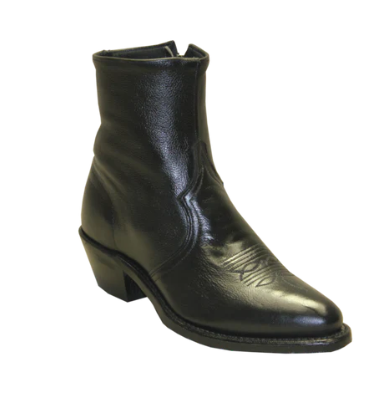 Men's SAGE 3151 7″ Black Cowhide Zipper Narrow Round Toe Boot