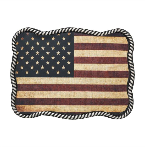Nocona 37040 Rectangle Rope Border USA Flag