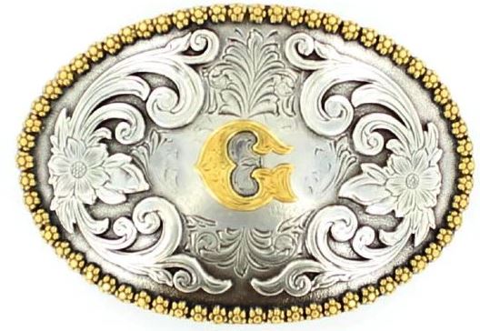 Nocona Oval Initial Belt Buckles