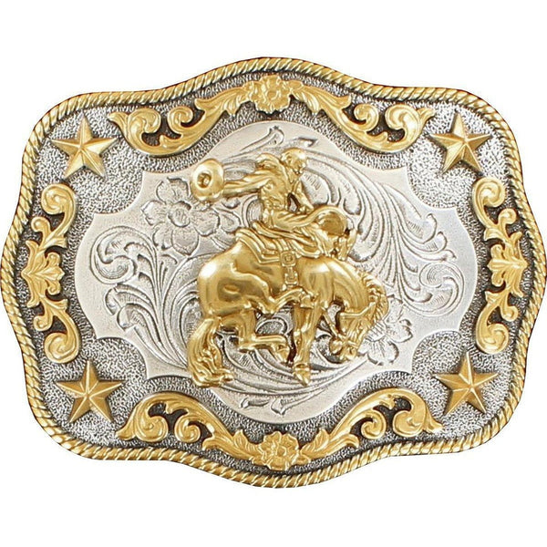 Nocona 3798708 Men's Antique Silver\Antique Gold Bronc Rider Belt Buckle