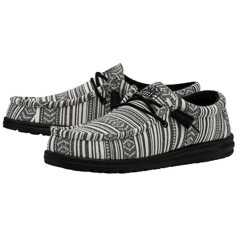 Men's Hey Dude 40017-0YB Wally Serape Black Gravel Shoe (also has Women's and Youth sizes)