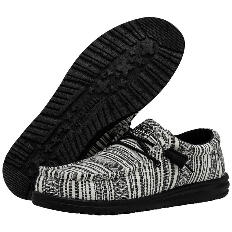 Men's Hey Dude 40017-0YB Wally Serape Black Gravel Shoe (also has Women's and Youth sizes)