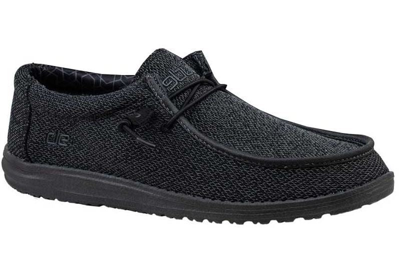Men's Hey Dude 40019-0XJ Wally Sox Micro Total Black Shoe (also has Women's sizes)