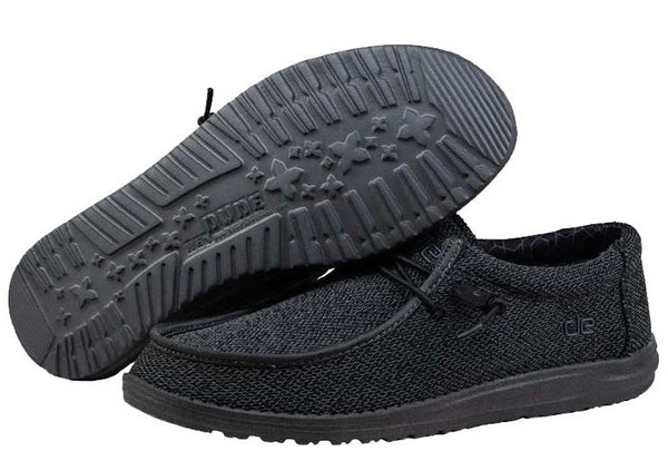 Men's Hey Dude 40019-0XJ Wally Sox Micro Total Black Shoe (also has Women's sizes)