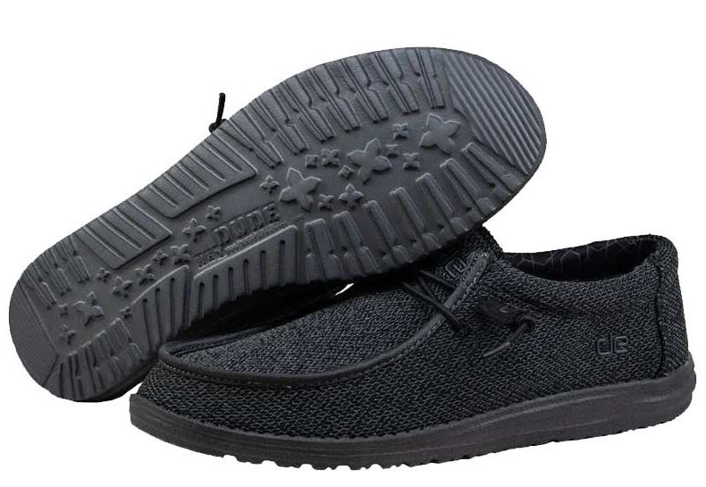 Men's Hey Dude 40019-0XJ Wally Sox Micro Total Black Shoe (also has Women's sizes)