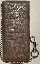 Top Notch Accessories Coffee Brown Leather Tall Wallet With Chain