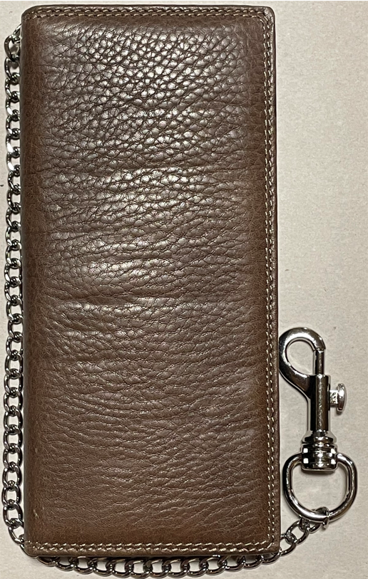 Top Notch Accessories 403CF Coffee Smooth Tall Wallet with chain