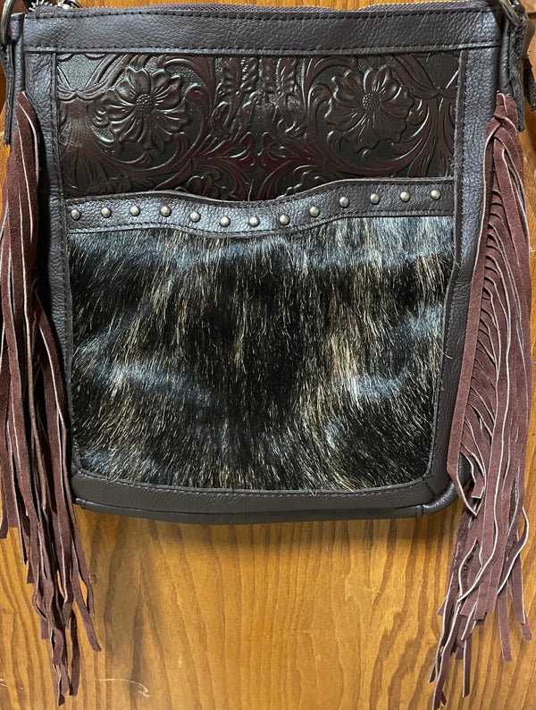 Top Notch Accessories 4067CF Lisa Hair-On Conceal Carry Purse with Fringe in Coffee
