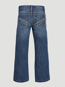 Boys' Wrangler 20X vintage bootcut slim fit jeans, displaying the back pockets.