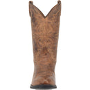 A front view of a men's Laredo brand tan brown 12 inch birchwood R toe cowboy boot.