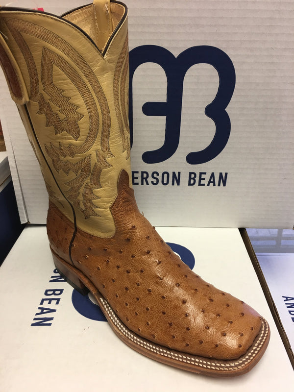 Women's Anderson Bean 6881L 11" Tan Full Quill Ostrich Wide Square toe *CLOSEOUT*