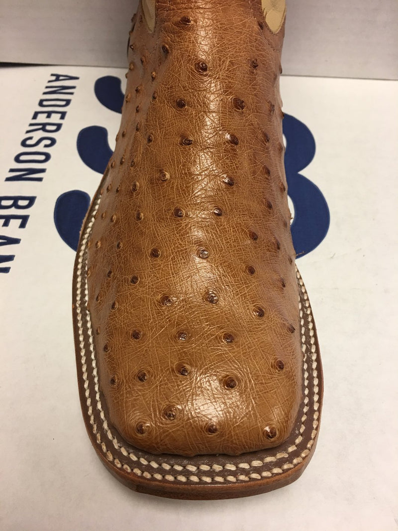 Women's Anderson Bean 6881L 11" Tan Full Quill Ostrich Wide Square toe *CLOSEOUT*