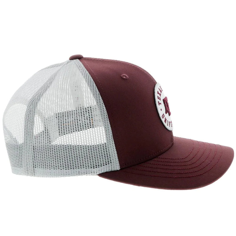 Hooey "7018T-MAGY" Texas A&M Maroon/Grey with White/Maroon Circle Patch Snap Back Cap (Online Only)
