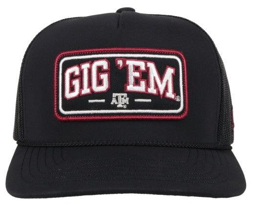 Hooey "7093T-BK" Texas A&M Black Gig 'Em Patch Snap Back Cap