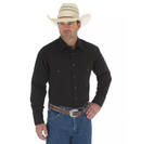 Men's Wrangler Black Long Sleeve Solid Broadcloth Western Snap Shirt