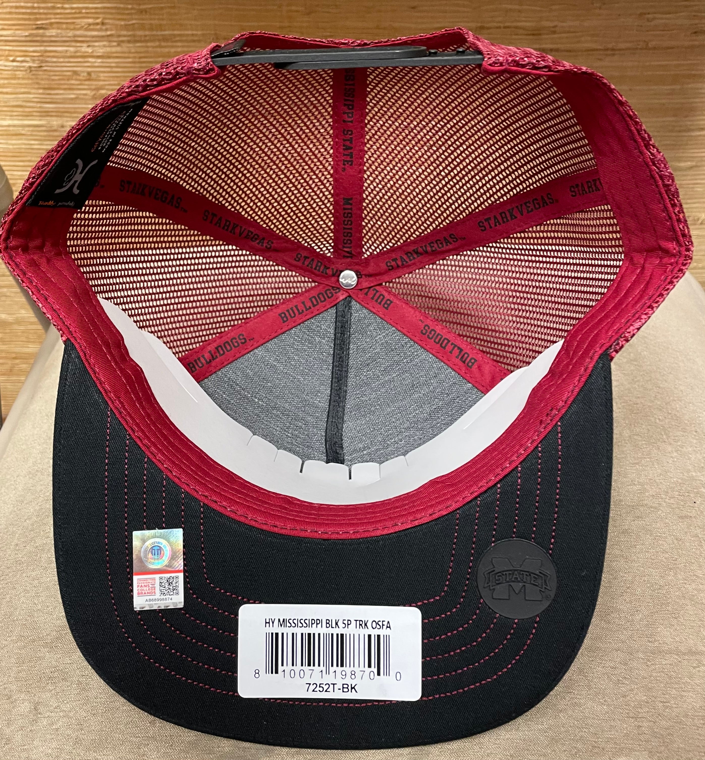 Hooey "7252T-BK" Mississippi State "Hail State" Patch  Black/Maroon Snap Back Cap