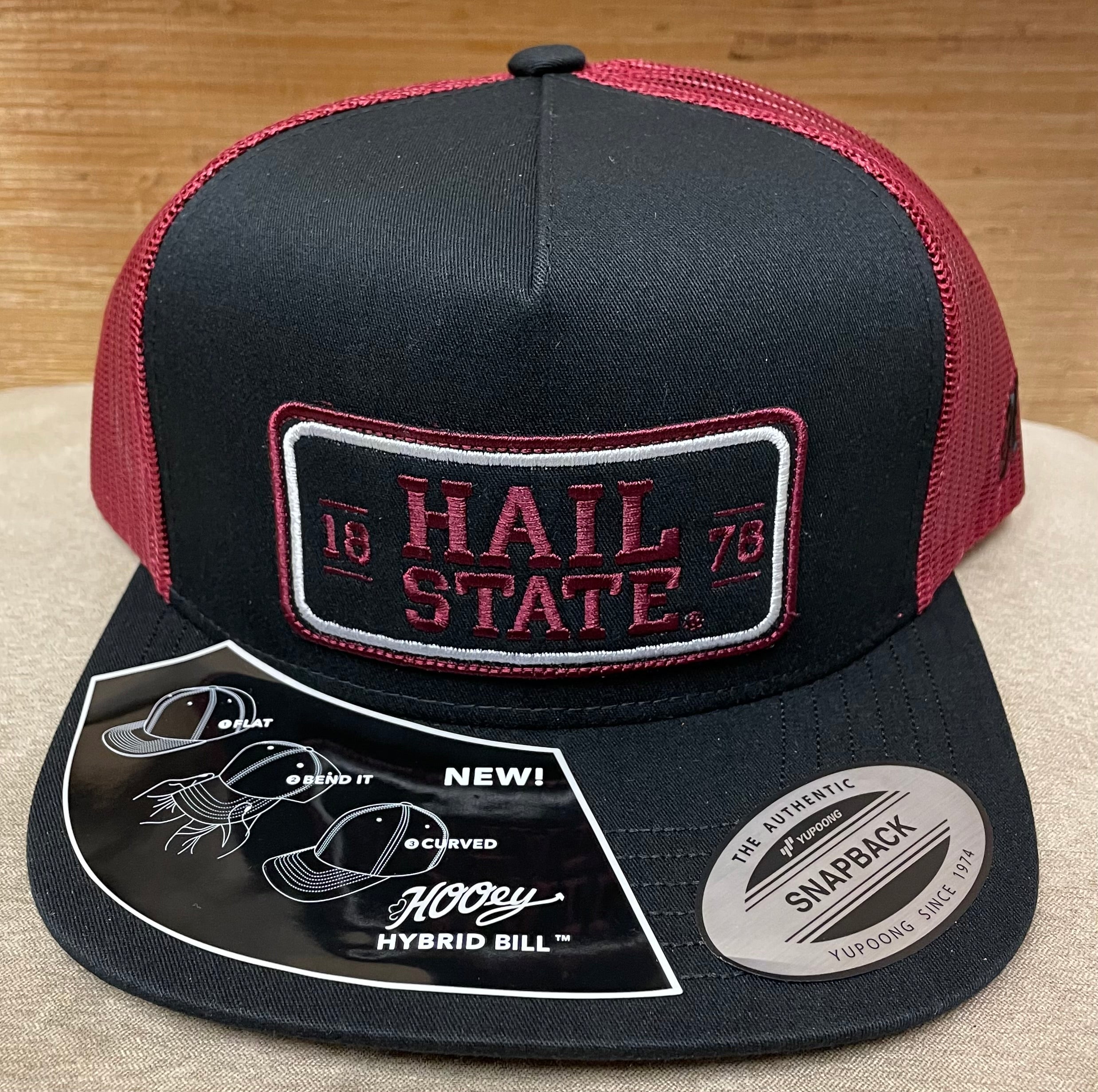 Hooey "7252T-BK" Mississippi State "Hail State" Patch  Black/Maroon Snap Back Cap