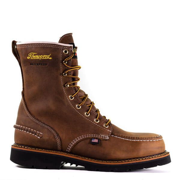 Men's Thorogood 804-3898 Waterproof Safety Toe 8" Crazyhorse Moc Toe Lace Up Boot