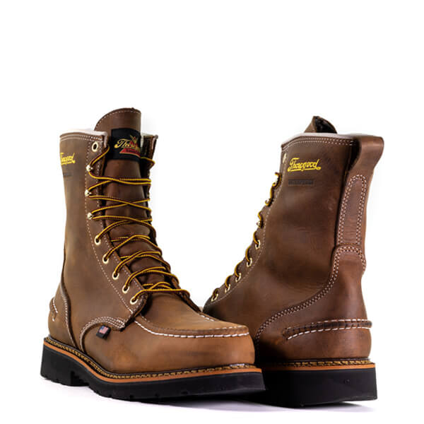 Men's Thorogood 804-3898 Waterproof Safety Toe 8" Crazyhorse Moc Toe Lace Up Boot