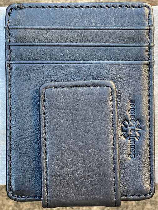 Top Notch Accessories 804BK Black Full Grain Leather Money Clip w/ ID Slot