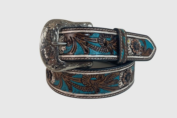 Women's Roper 8848790 Brown Belt with Painted Floral Tooling