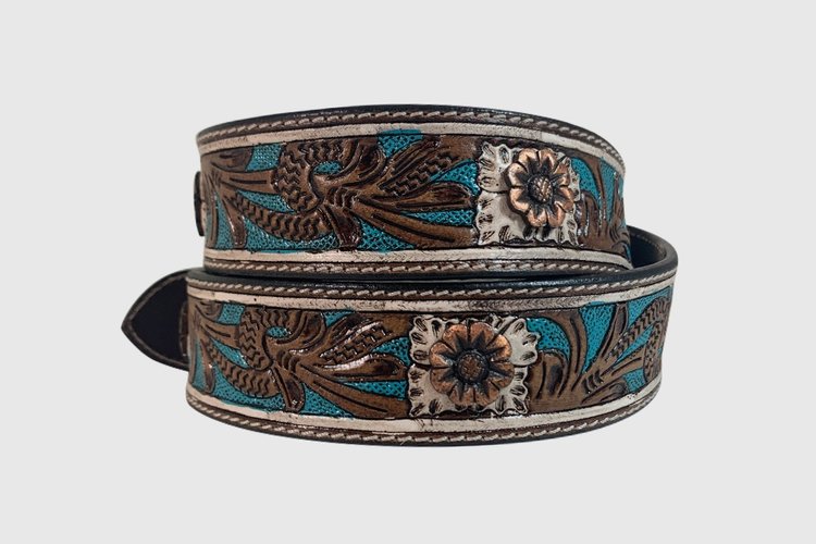 Women's Roper 8848790 Brown Belt with Painted Floral Tooling