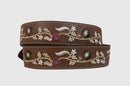 Women's Cowgirls Rock Brown Belt with Floral Embroidery