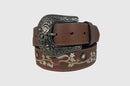 Women's Cowgirls Rock Brown Belt with Floral Embroidery