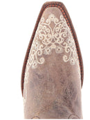 Women's Corral A1094 13" Brown Crater Bone Embroidery Snip Toe Boots*Closeout*