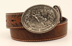 Boy's Ariat A1306802 1 1/4" Floral Tabs Marble Strape Bull Rider Buckle Belt