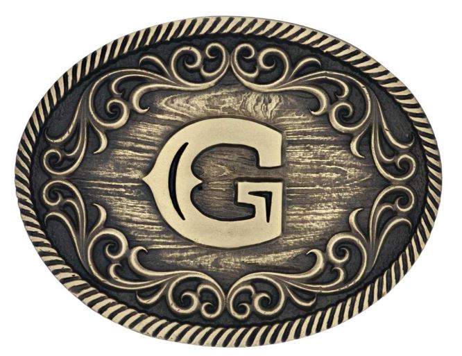 Montana Silversmiths Filigree Initial Attitude Belt Buckle *Discontinued*