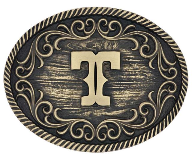 Montana Silversmiths Filigree Initial Attitude Belt Buckle *Discontinued*