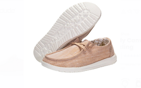 Women's Hey Dude 121415016 Wendy Canvas Sparkling Rose Gold Shoe *CLOSEOUT*