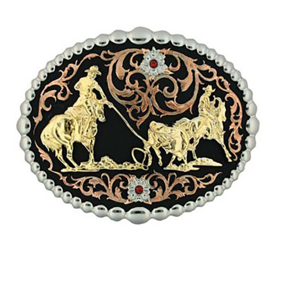 Montanta Silversmiths 60969 Attitude Buckle AB-Tri Color Team Roper Buckle