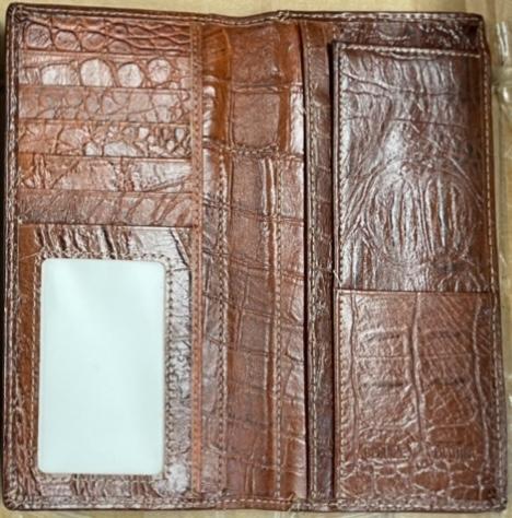 Top Notch Accessories 123BR Brown Alligator Print w/Horseshoe & Longhorn Concho Wallet