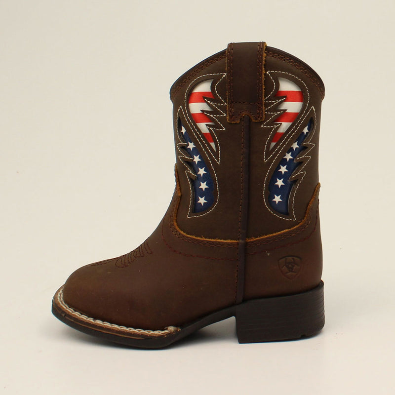 Toddler Ariat A441002702 Lil' Stompers Brown USA Flag Boot (SHOP IN-STORE TOO)
