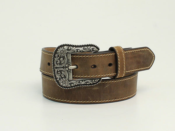 Women's Ariat A1523402 Brown Belt with Floral Buckle
